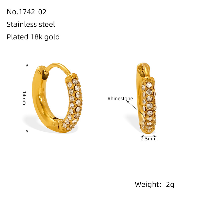 Pendientes de diamantes de acero inoxidable de oro de 18 quilates explosivos de Amazon para mujer