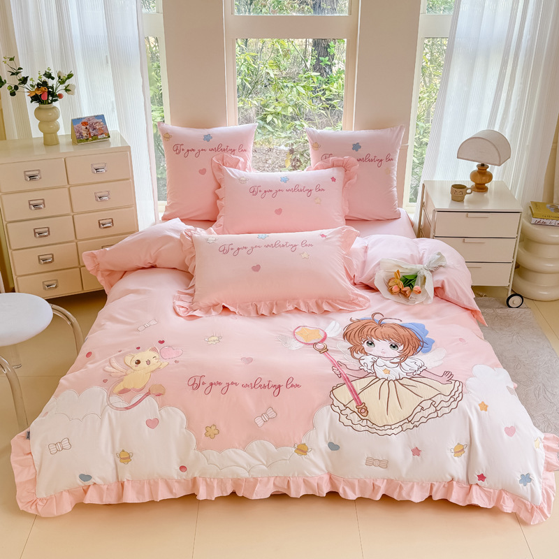 公主风儿童四件套卡通三件套少女心被套床上用品|undefined