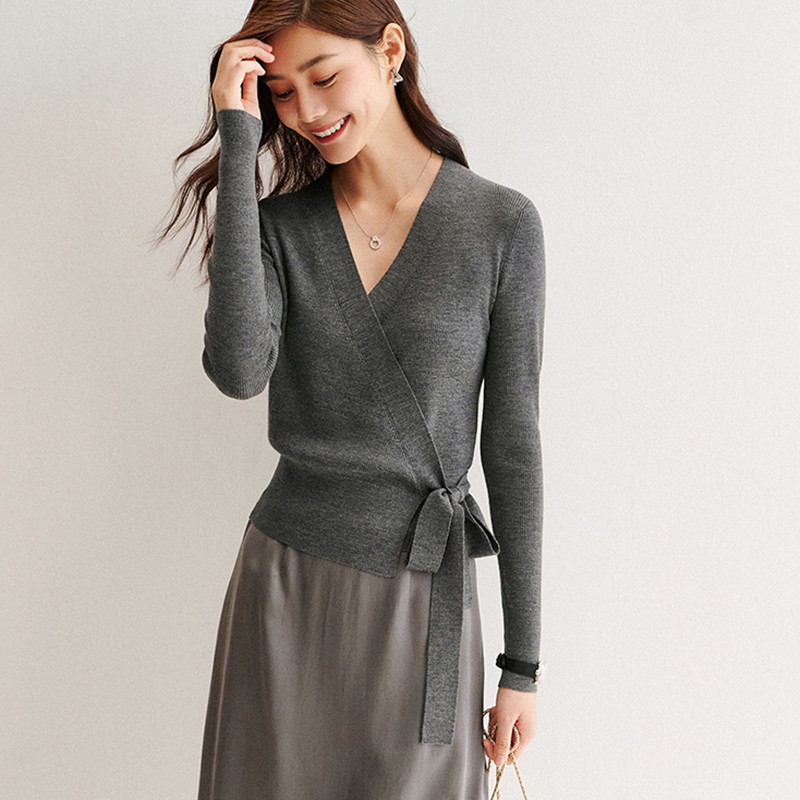 Clearance not returned: irregular cross V-neck slim knit women waist slim fake cardigan sweater Clearance not returned: irregular cross V-neck slim knit women waist slim fake cardigan sweater