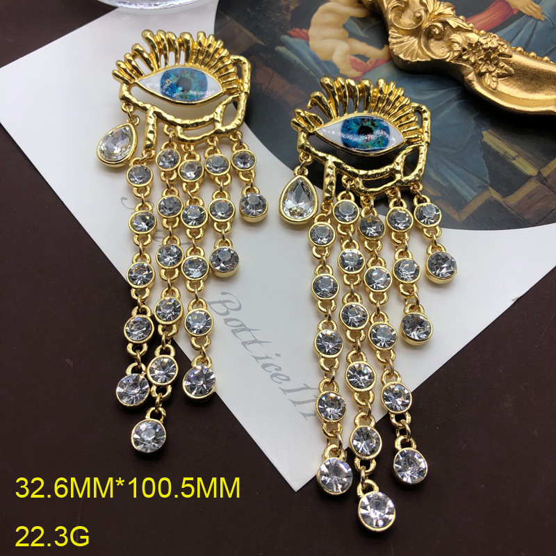 Holiday, Banquet, Tea Party Occasion Alloy Material 1 Pair Elegant Retro Devil's Eye Plating Inlay Alloy Zircon Drop Earrings
