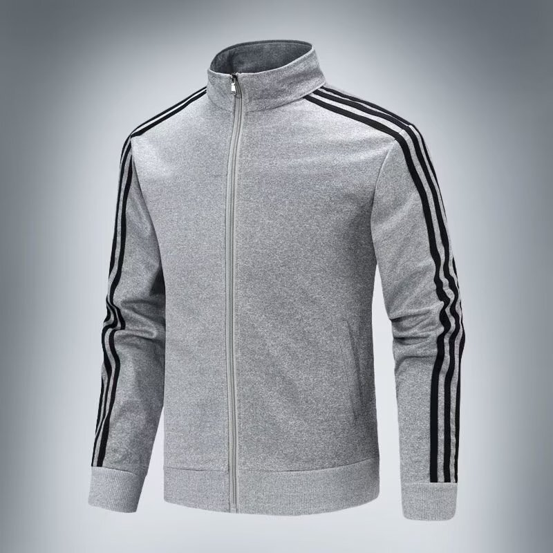 Three-Stripe Sweatshirt Men's Spring and Autum New Casual Single Outwear Jacket Trendyy Jacket Stand Collar Cardigan Sportswear Top