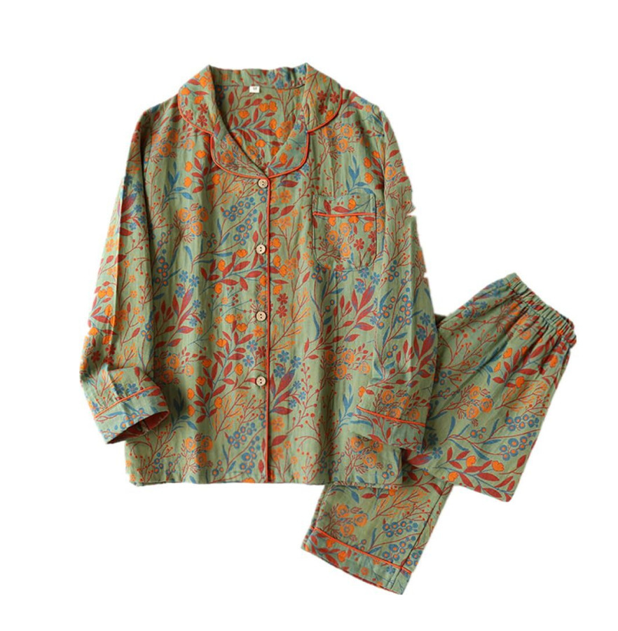 Solapa teñida con hilo de hojas de fondo verde longitud larga 003