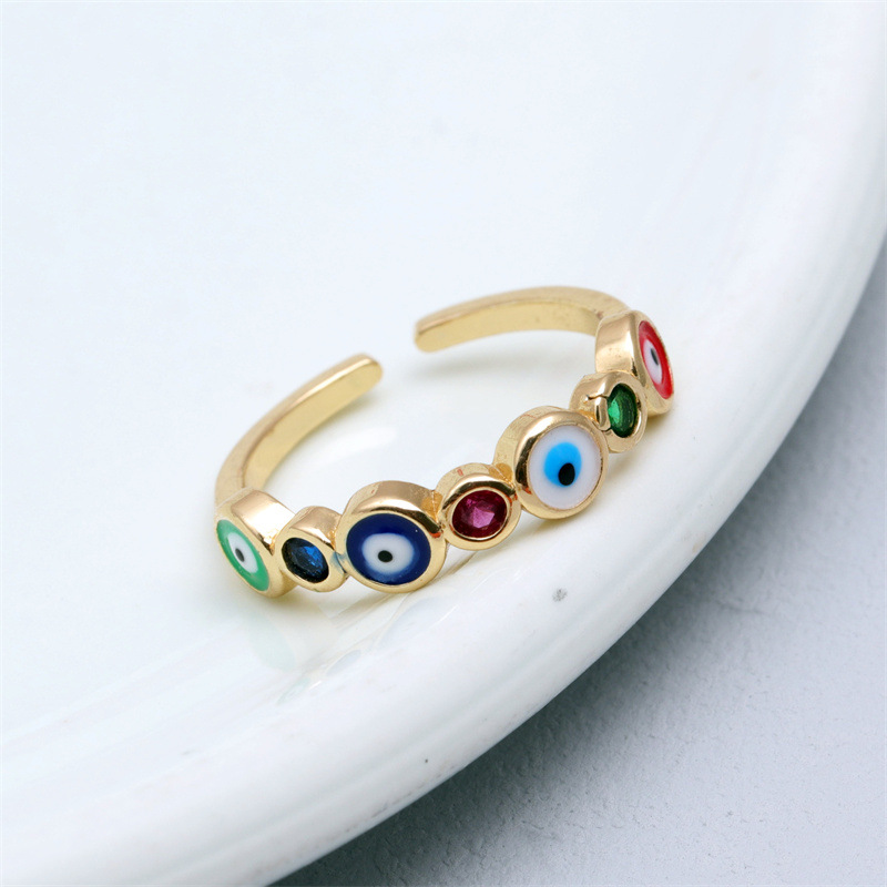 Fashion Heart Shape Eye Copper Open Ring Inlay Zircon Copper Rings