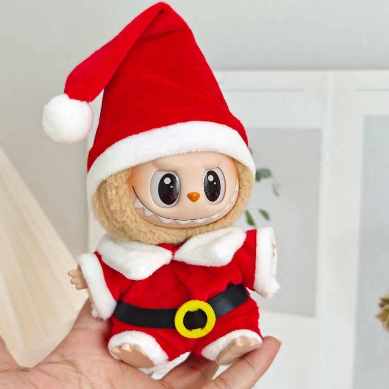 第一世代と第二世代のブラインドボックスラブブペンダントクリスマスマントベビー服ラブブビスケットマンセータークリスマス帽子|undefined