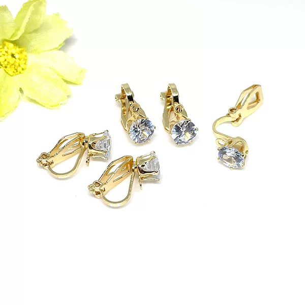 Non-Pierced Triangle Ear Clips with Zircon Inlay, 6mm, Elegant DIY Handmade Earrings, Self-Made Materials, Spring Style, Light Luxury