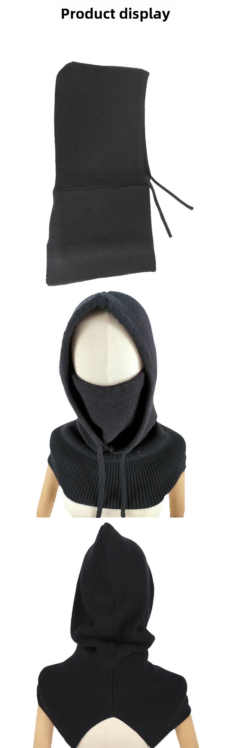Pălărie all-in-one eșarfă mască groasă de iarnă stil coreean culoare solidă tricotată rezistentă la frig Cap Internet Celebrity cald pulover Cap femei șal_voghion.com