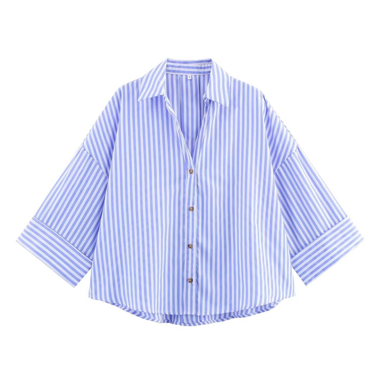 Women's Classic Fashion Wide Sleeve Poplin Shirt European American Style Versatile New Clothing_ecoleips.com