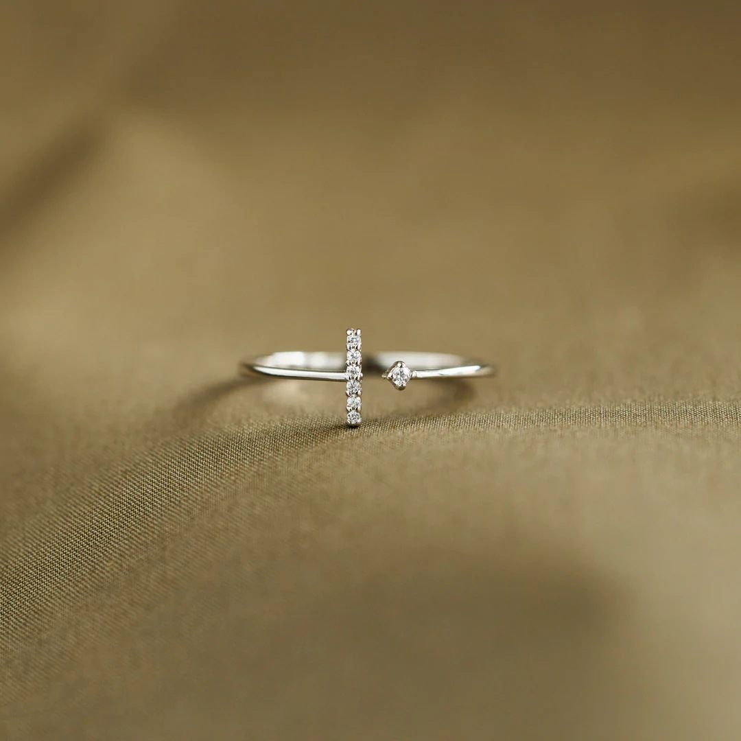 Plating, Inlay Design 925 Sterling Silver Zircon Geometric Open Rings