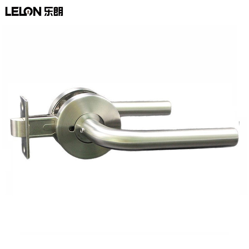 Acero inoxidable transfronterizo americano cerradura de mano de baño con palanca de freno cerradura de puerta de baño sin llave de una sola lengua cerradura de puerta de baño