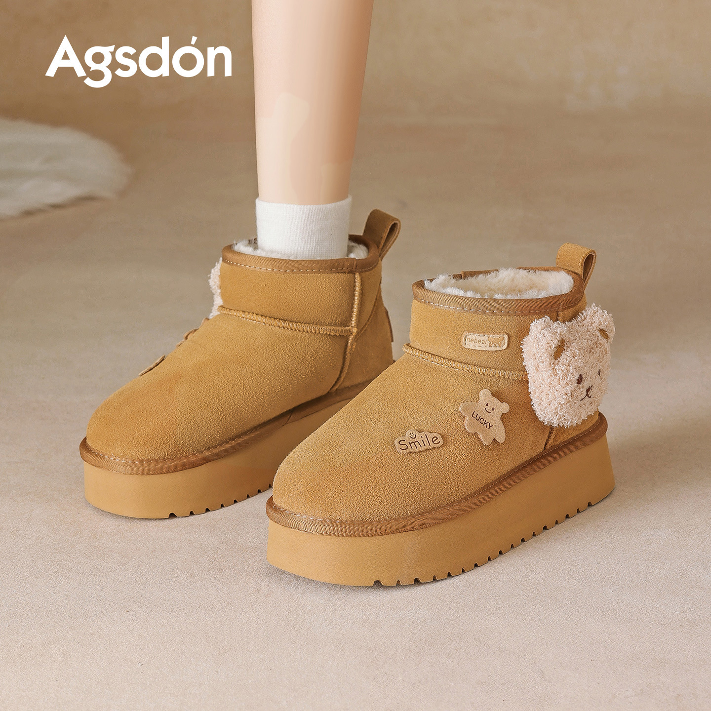 Botas de nieve de fondo grueso para mujeres 2025 nuevas botas de invierno de lana gruesa lindas botas cortas botas de algodón burken