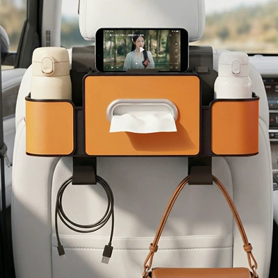 cartoon design, multifunctional tissue box, Car tissue box/set - seat-four-in-one-storage-box-4th-generation-orange