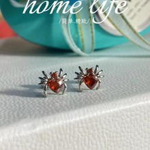 暗黑风蜘蛛爱心耳骨钉甜酷女孩辣妹耳蜗钉小众锆石耳钉