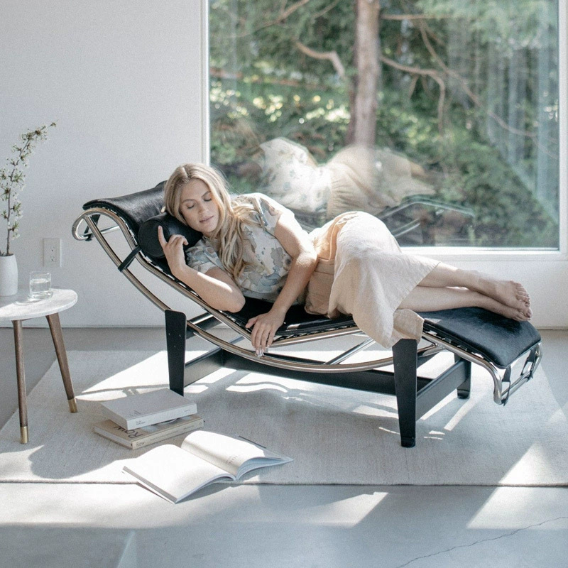 Corbusier diseñador LC4 sillón de acero inoxidable silla casera balcón sillón de oficina silla de almuerzo