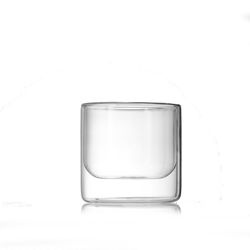Vidrio de borosilicato transparente de doble capa de la taza del desayuno hogar de vidrio transparente de la cocina taza de leche taza de jugo