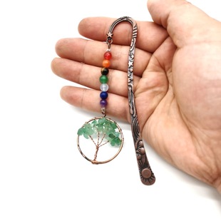 Amazon Hot Selling Vintage Natural Stone Crystal Tree of Life Bookmark Handmade Personalized Bookmark BM02