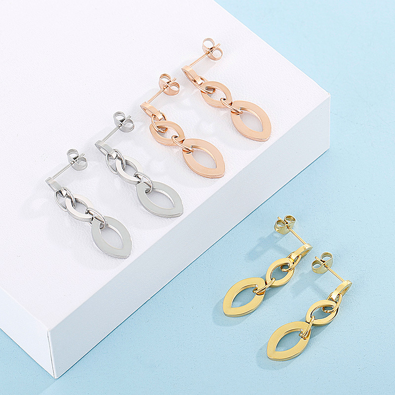 Fashion Geometric Stainless Steel Drop Earrings Patchwork Stainless Steel Earrings display picture 3