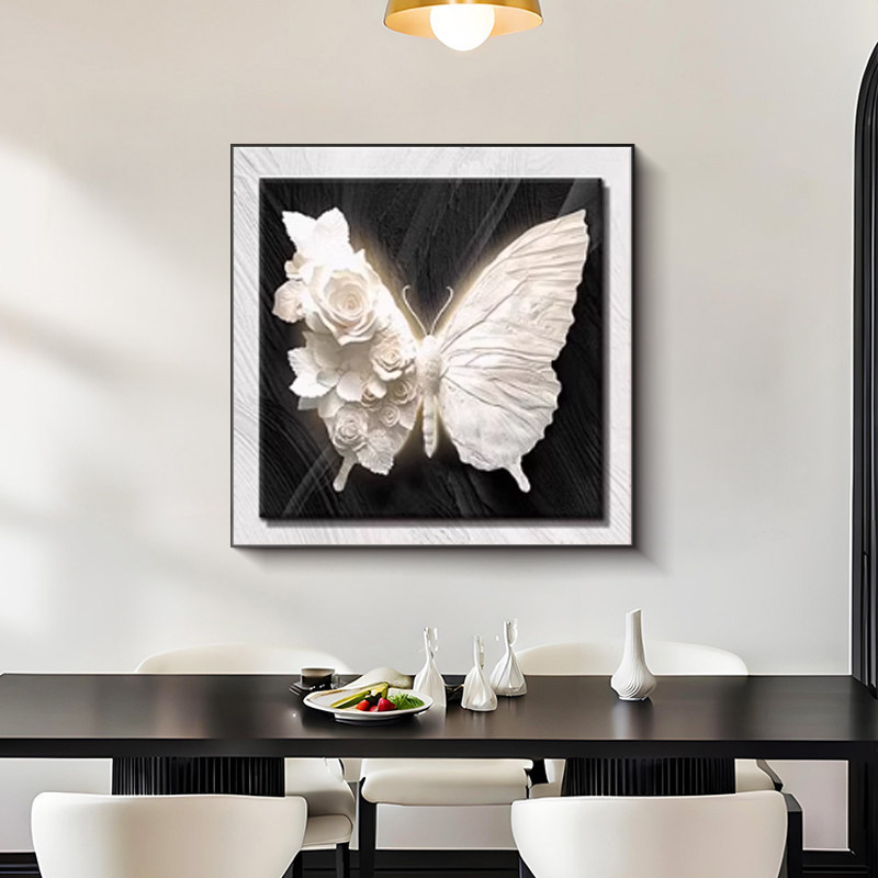 Blanco y negro gris abstracto decoración de comedor pintura moderna simple alta sensación de arte sala de estar colgar pintura pintura dormitorio pintura mural de mesa de comedor