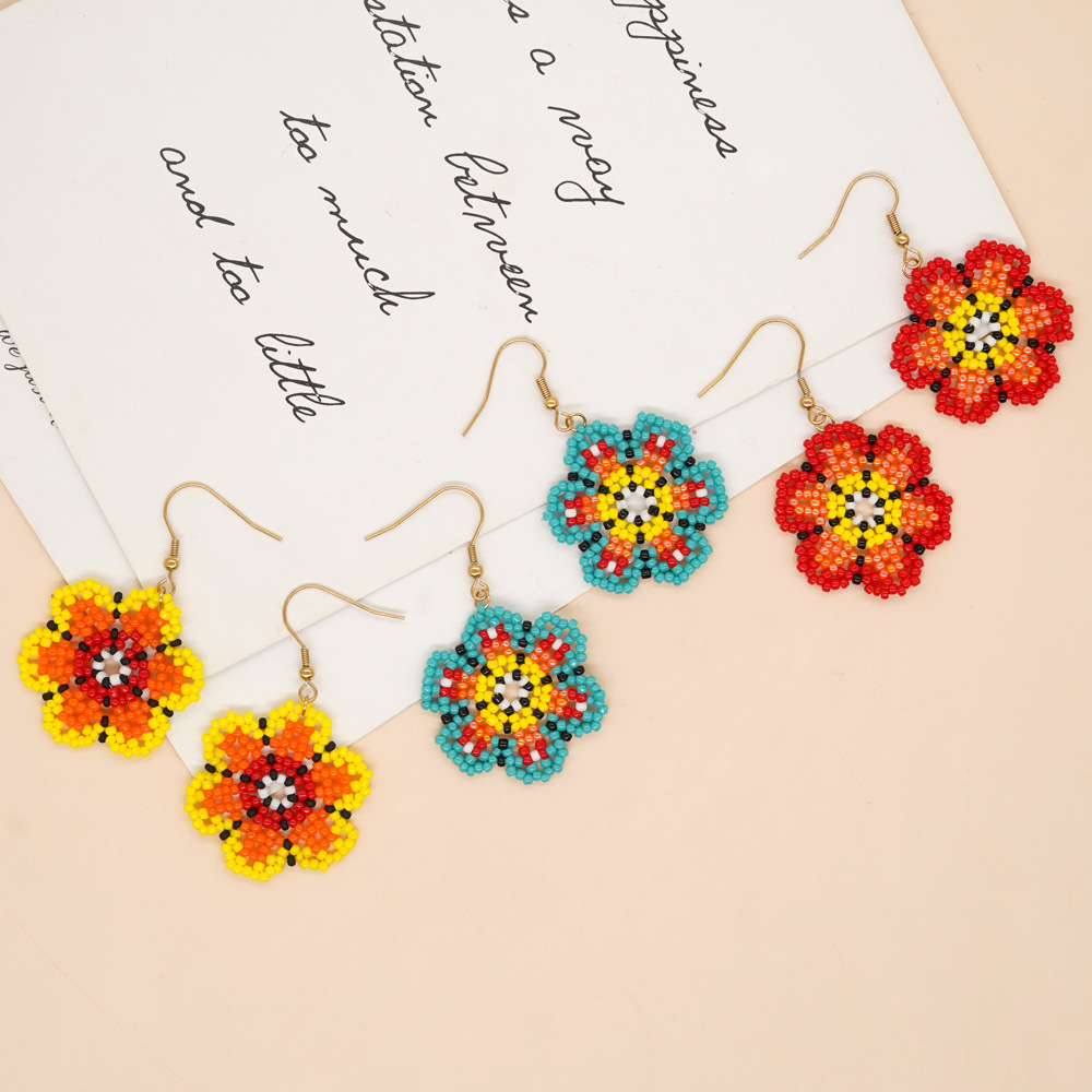 30g Weight Drop Earrings Classification 1 Pair Quantity Daily Occasion Wholesale Jewelry 1 Pair Simple Style Flower Glass Drop Earrings