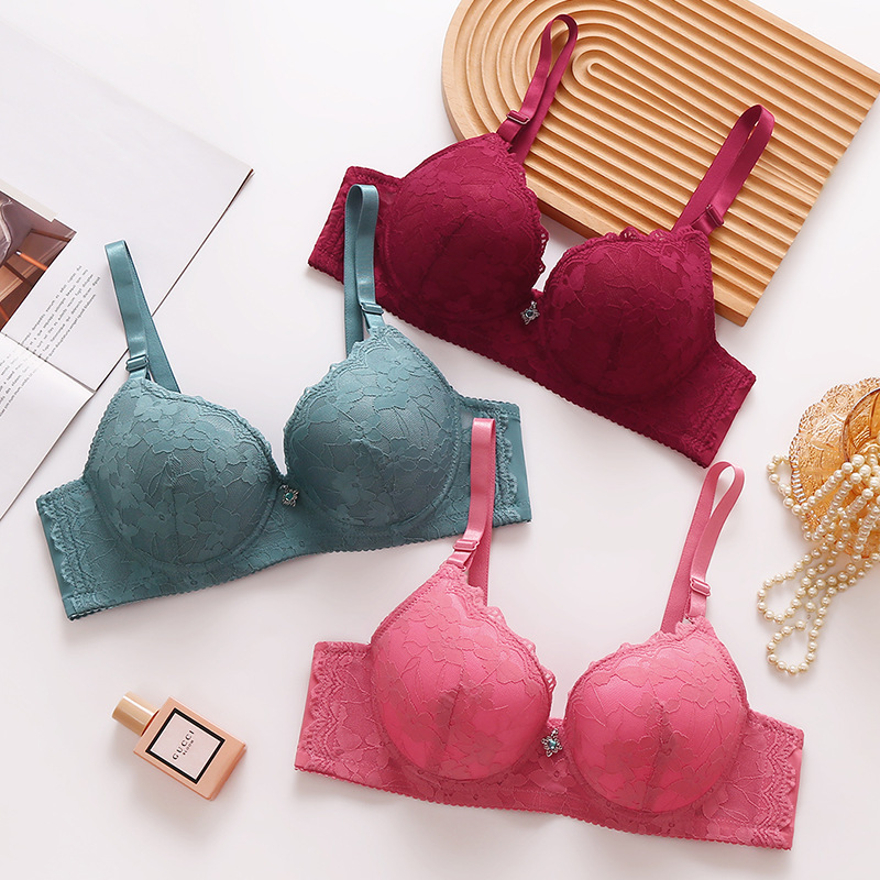 European and American Cross-Border Trade Large Size Thin Steel Ring Bra Comfortable Sexy Lace Push-Up Underwear Women's Adjustable Bra European and American Cross-Border Trade Large Size Thin Steel Ring Bra Comfortable Sexy Lace Push-Up Underwear Women's Adjustable Bra