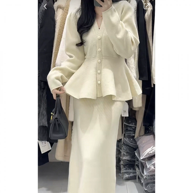 Зимний облегающий браслет? knitted universal sweater, skirt, set, Korean style