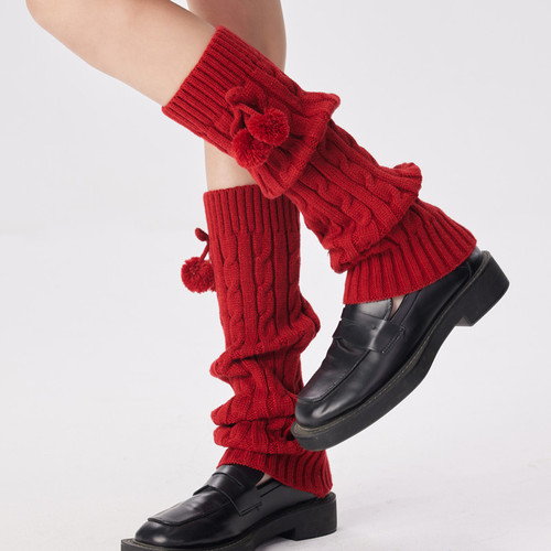 New benmingnian red pile socks for women in autumn and winter, warm and fashionable long leg covers y2k high calf socks