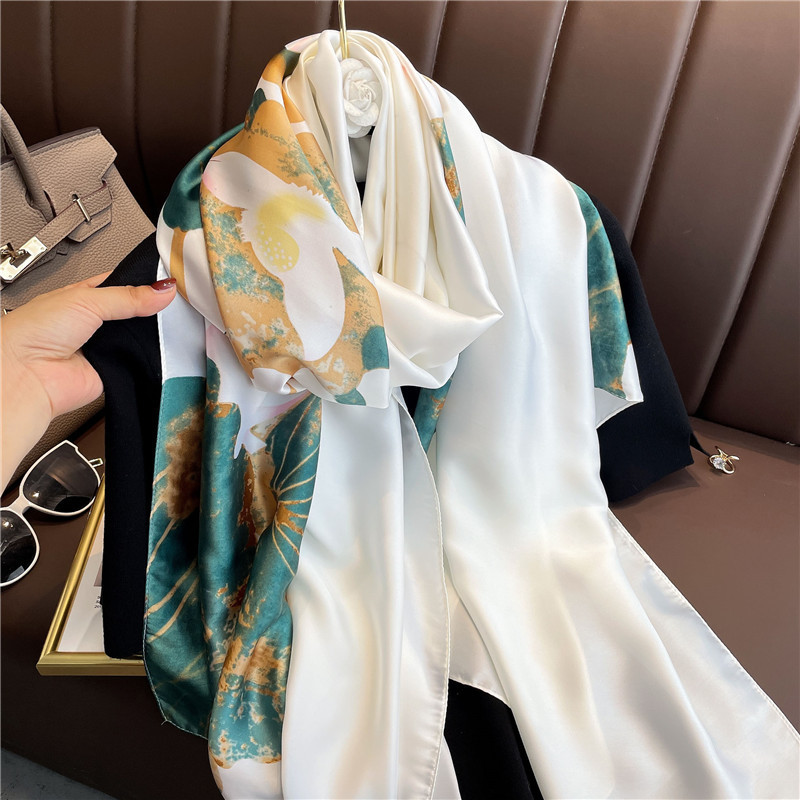 Tok Tok Boom light luxury scarf women with spring and summer new imitation silk fashion flower sun protection scarf shawl