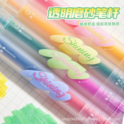 Stacking Dual-Head Fluorescent Pen Student Color Marker Pen High-Quality, Large Capacity, Focus-Specific Marking Notebook Pen 