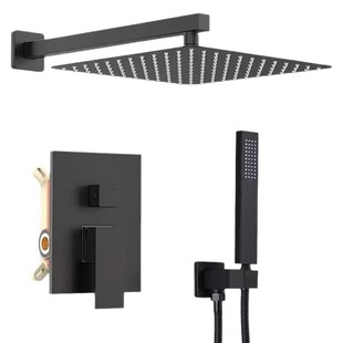Cross-Border Black All-Copper Concealed Shower Set Embedded Hotel Engineering Bathroom Pre-Embedded Shower Head Bathroom