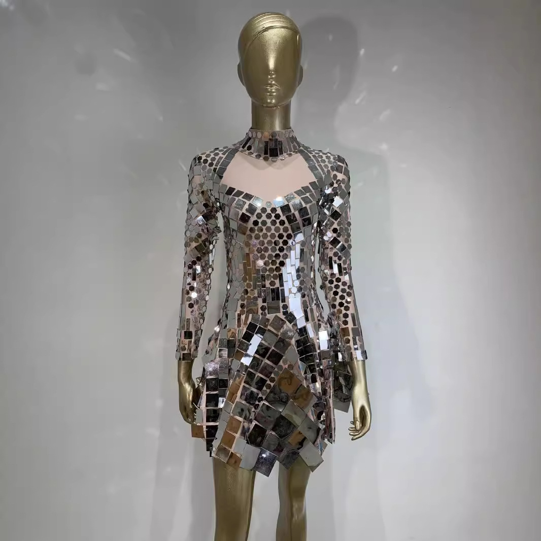 European and American fashion sexy Y2K dress acrylic Sequins stretch slim party dress Amazon