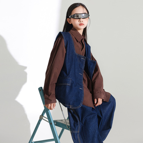 Girls' Jazz Dance Costume Cool Japanese Street Dance Performance Suit Set Children's Hip-Hop Hiphop Fashion Runway Stage Trendy