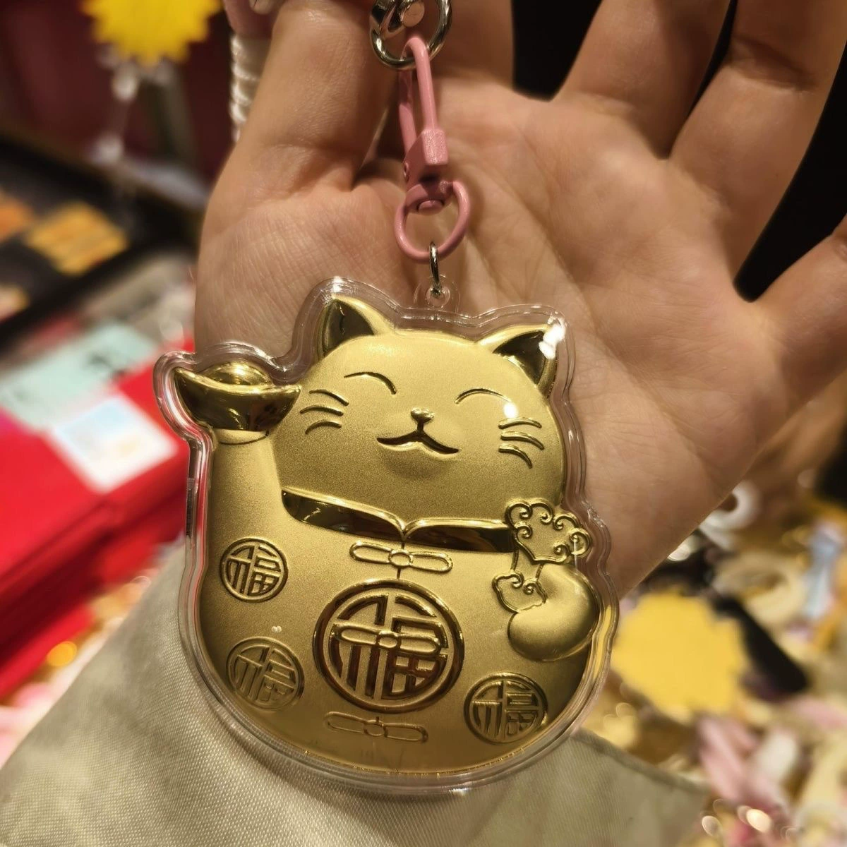 Подвеска для телефона Shuibeijin из чистого золота Lucky Cat 999, 20 мг, брелок в стиле аниме, маленький подарок для косметической промышленности.