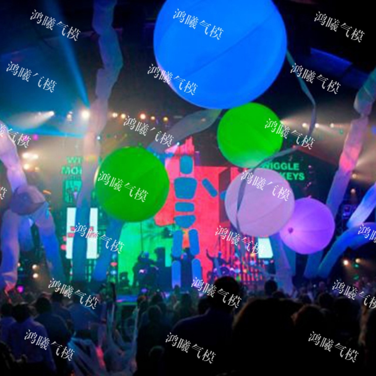 PVC互动触碰发光气球酒吧演唱会活动手抛球传递充气七彩变色LED灯