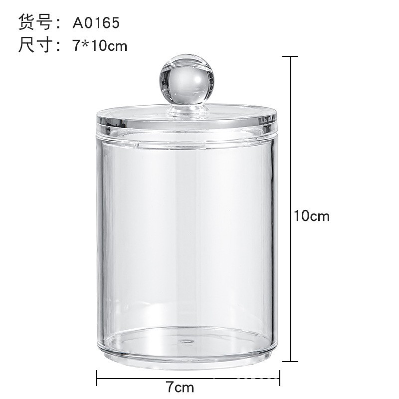 Caja organizadora acrílica para algodón cosmético, almacenamiento de escritorio