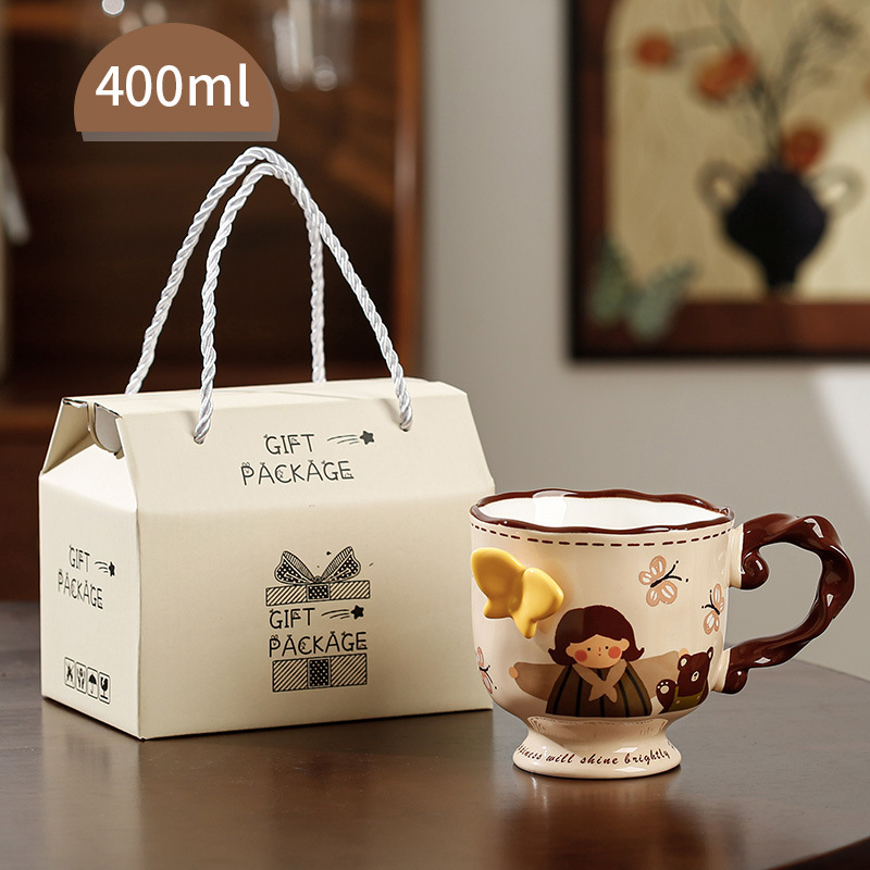 Taza de mariposa creativa Taza de cerámica de alta calidad Taza de café de recuerdo Taza de agua de oficina Taza de desayuno para el hogar