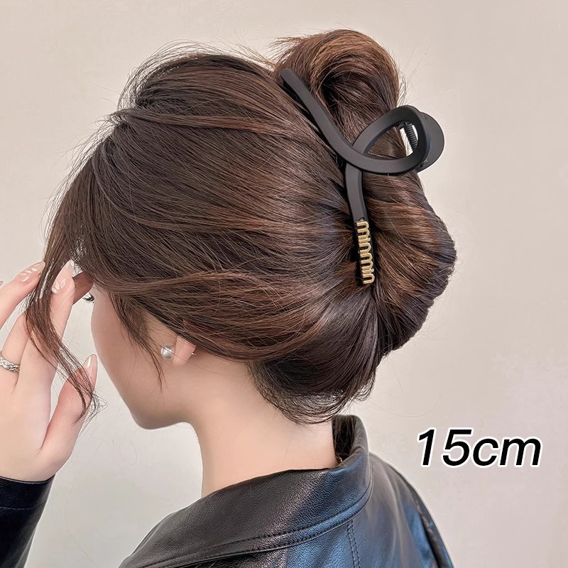 Clip de agarre de color café de alta calidad, horquilla grande, mujer 2024, nuevo estilo, volumen de cabello en la parte posterior de la cabeza, clip de tiburón, tocado, horquilla