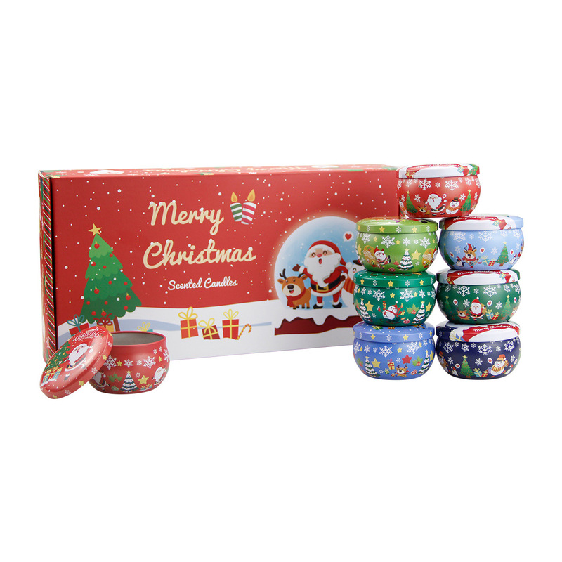 新しい 2.2 オンスブリキクリスマス香りキャンドル缶在庫卸売ホリデープロモーション包装クリスマス缶|undefined