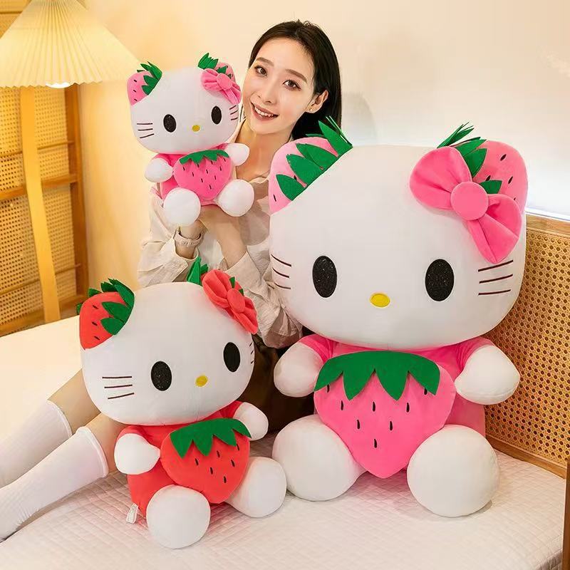 Classic Strawberry Kt Cat Cute Cady Cat Doll Doll Exchange Doll Holiday Gift Stuffed Toy Cross-Border