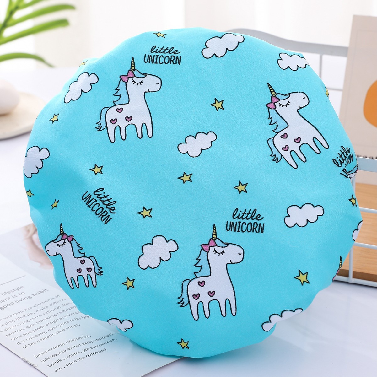 Gorro de ducha de doble capa Cubierta de la cabeza de baño impermeable para mujeres Gorro de ducha para adultos de PVC para el hogar Cubierta para el cabello Cocina a prueba de aceite Tapa de humo al por mayor