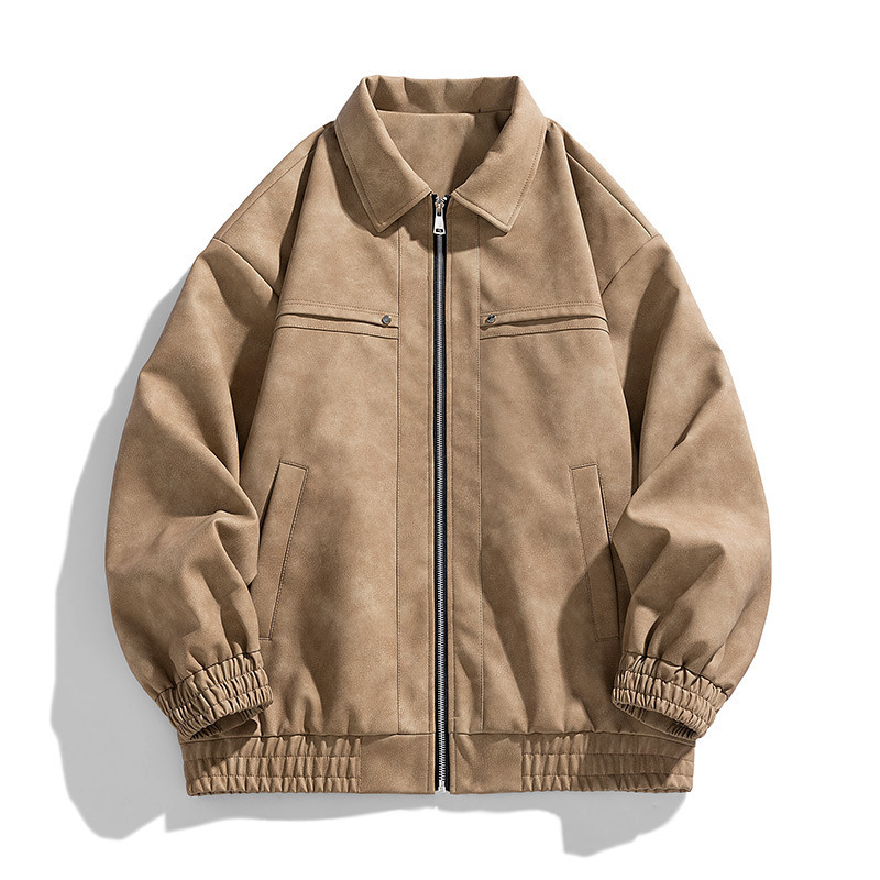 American Retro Leather Jacket Men's Autumn and Winter New High-End Suede Couple Jacket Handsome Lapel Top