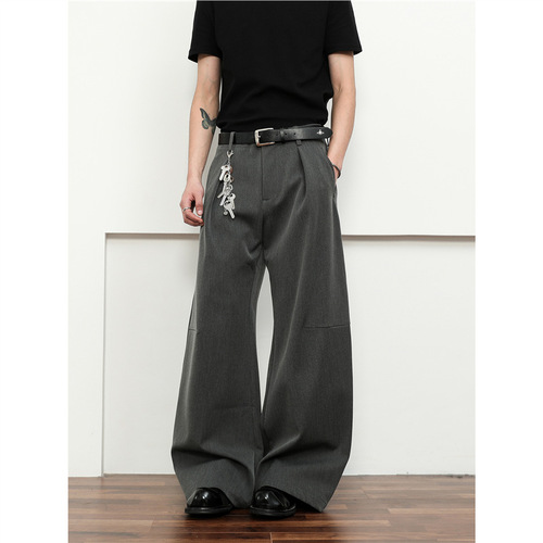 Pure Color Wide Leg Pants for Men - Spring and Autumn 2025 - High-Waisted, Flowy, Relaxed, Casual, Design-Focused Straight Leg Slim Fit Suit Pants