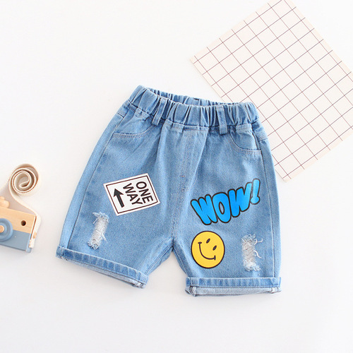 Boys 'jeans, shorts, middle pants, printed cartoon children's wear, baby's quarter pants, summer children's short pants, trendy