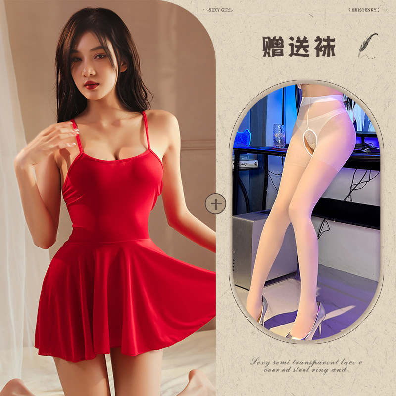 빨간색 + 흰색 오픈 양말