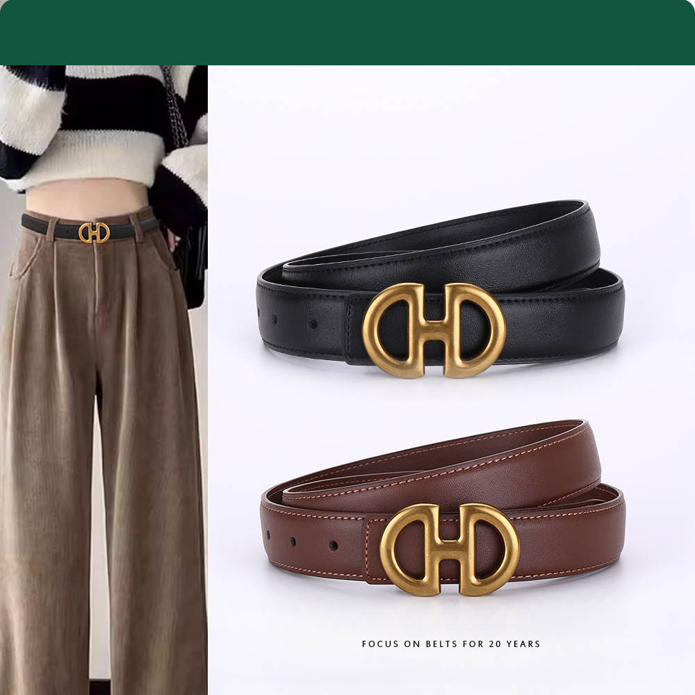 Curea de damă versatilă la modă explozivă, curea din piele simplă și de înaltă calitate, curea decorativă din denim pentru femei_voghion.com