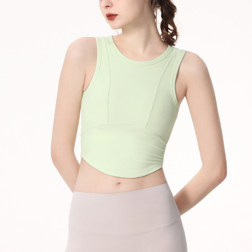 Summer yoga top women's sports vest outer wear with chest pad running yoga wear Pilates training fitness sling