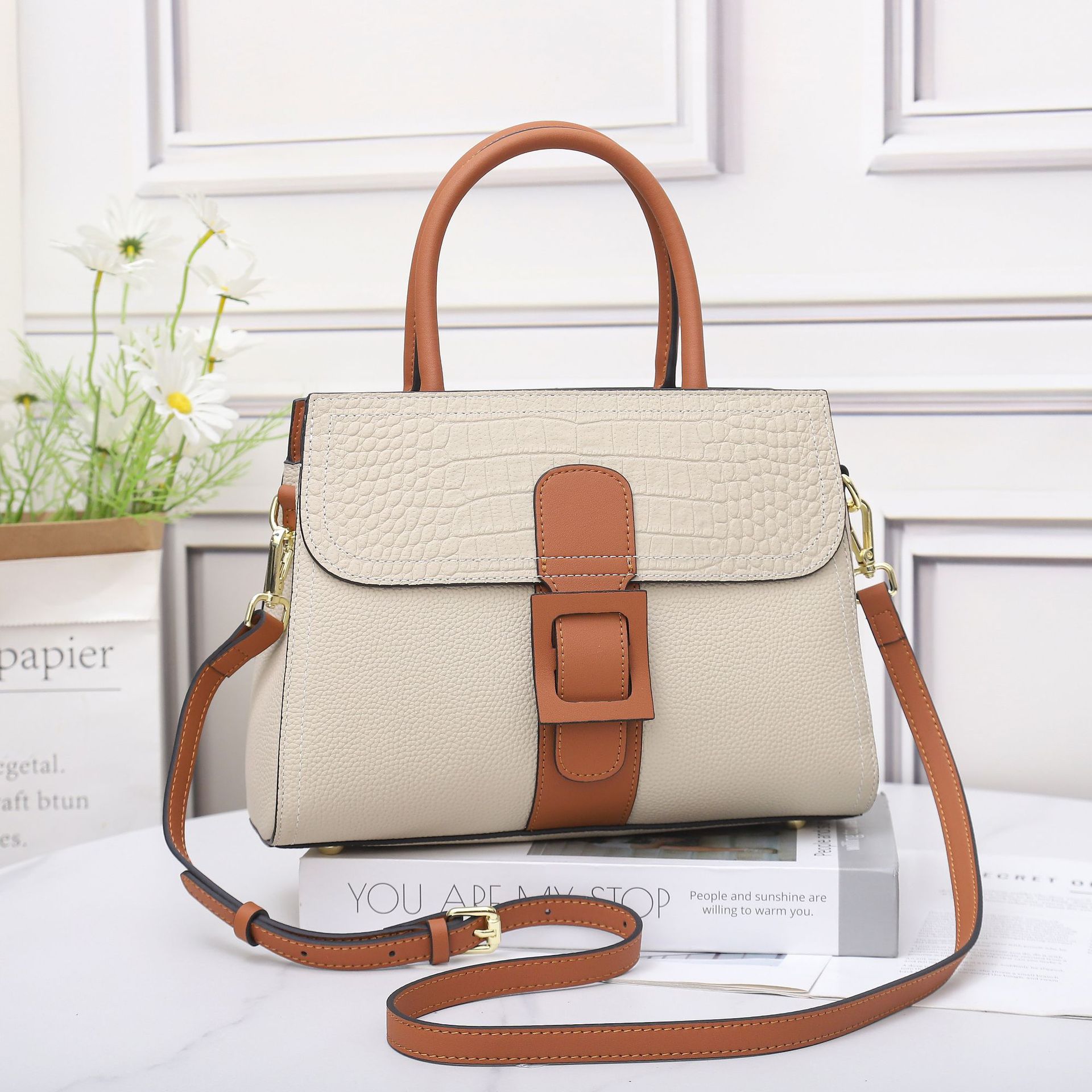 TOGO top layer cowhide single shoulder women's with large capacity crossbody tote mommy bag, fashionable and minimalist_voghion.com