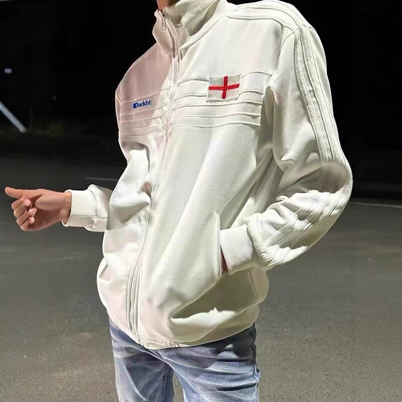 American retro cleanfit England stand-up collar sweatshirt jacket for men and women, trendy casual training wear cardigan jacket American retro cleanfit England stand-up collar sweatshirt jacket for men and women, trendy casual training wear cardigan jacket