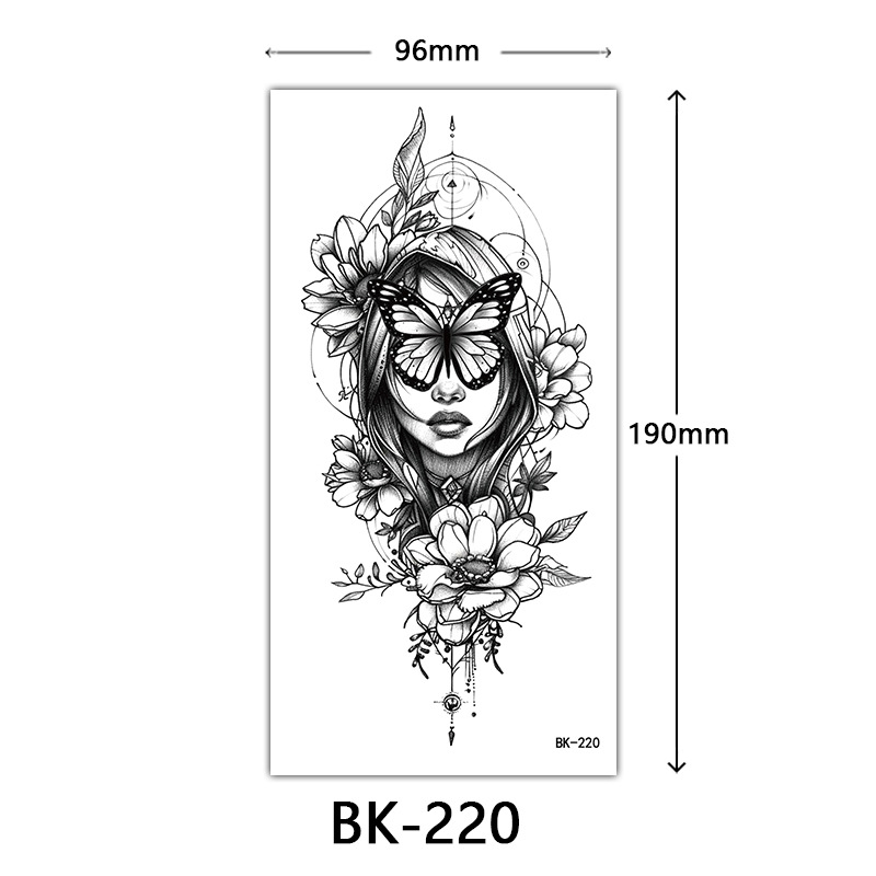 Tatuaje Temporal de Flores Boceto de Papel de Transferencia al Agua, Impresión por Transferencia de Agua, para Cuerpo image 226