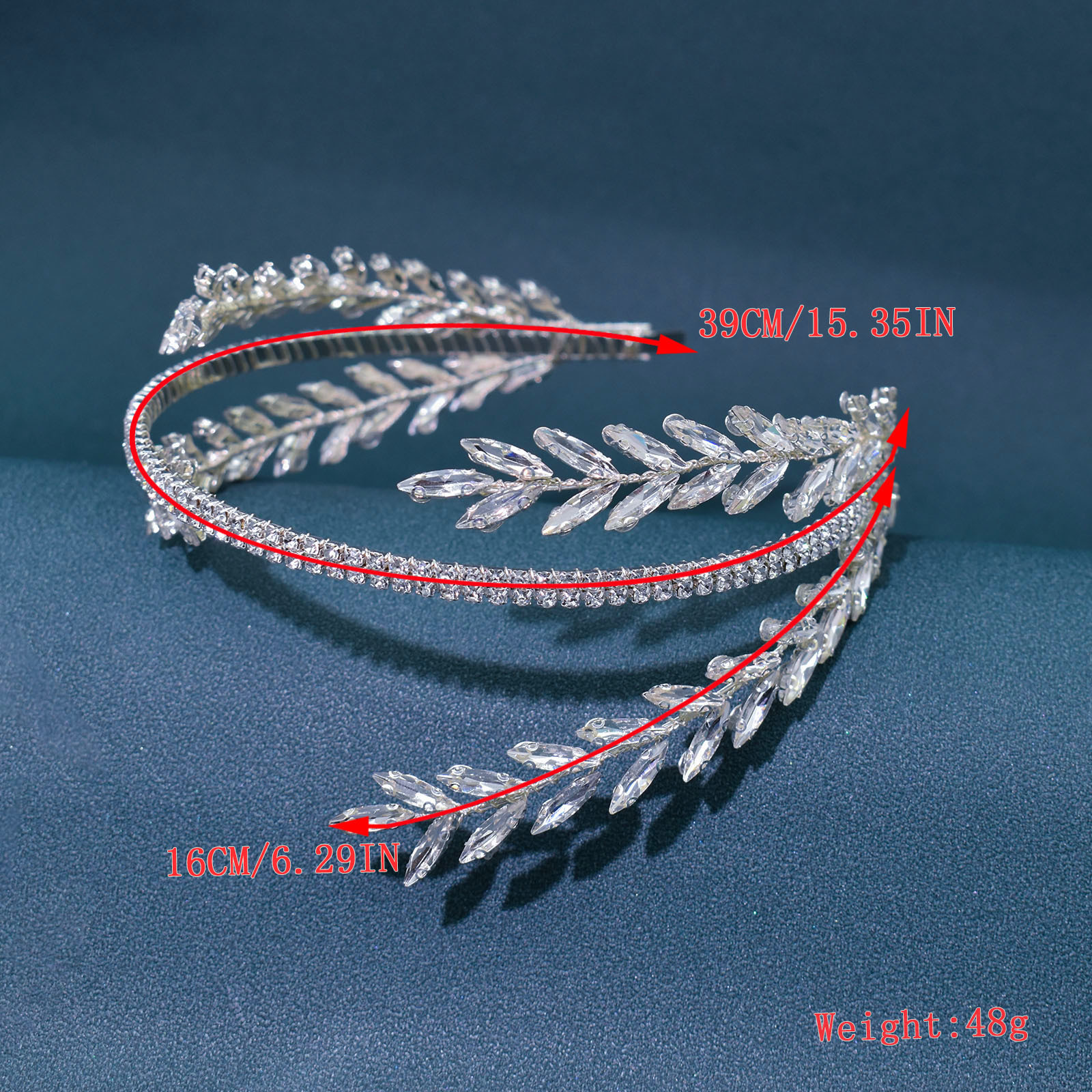 450g Weight Hair Band, Party Headpieces Hair Accessories Type 1 Piece Quantity Holiday, Wedding Occasion Rhinestone Material Leaf Pattern Women's Gender Handmade Design Original Design Style Women's Original Design Leaf Rhinestone Handmade Hair Band Party Headpieces 1