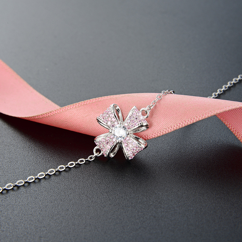 Elegante de las mujeres accesorios joyería estilo japonés y coreano s925 plata esterlina ZIRCON pulsera flor fresca popular