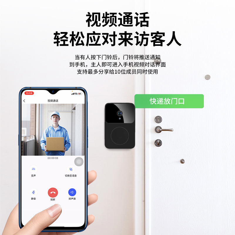 Timbre de video Hogar H5 Timbre electrónico inteligente inalámbrico Timbre inalámbrico Timbre WIFI Fábrica de Dingdong al por mayor